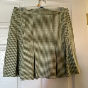 Free people pleated sage green checked skirt